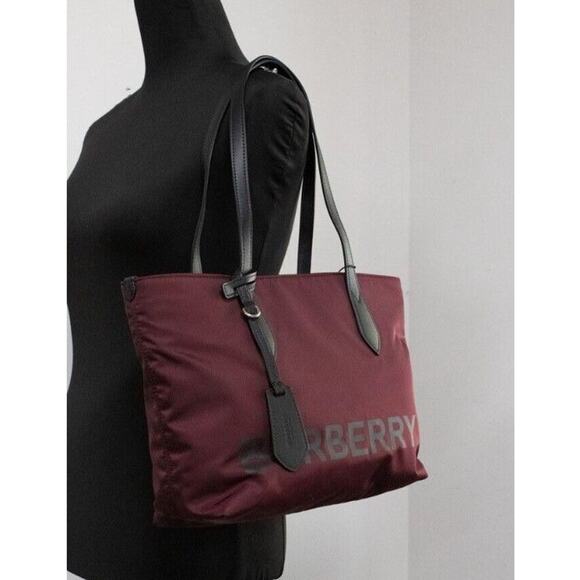 Burberry Nylon Logo Ardwell Small Tote Burgundy NWT - Picture 1 of 5
